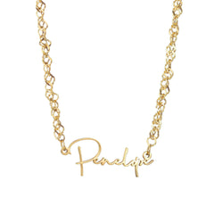 Personalized Custom Name Necklace for Women - Stainless Steel Wave Chain with Letter Nameplate Pendant