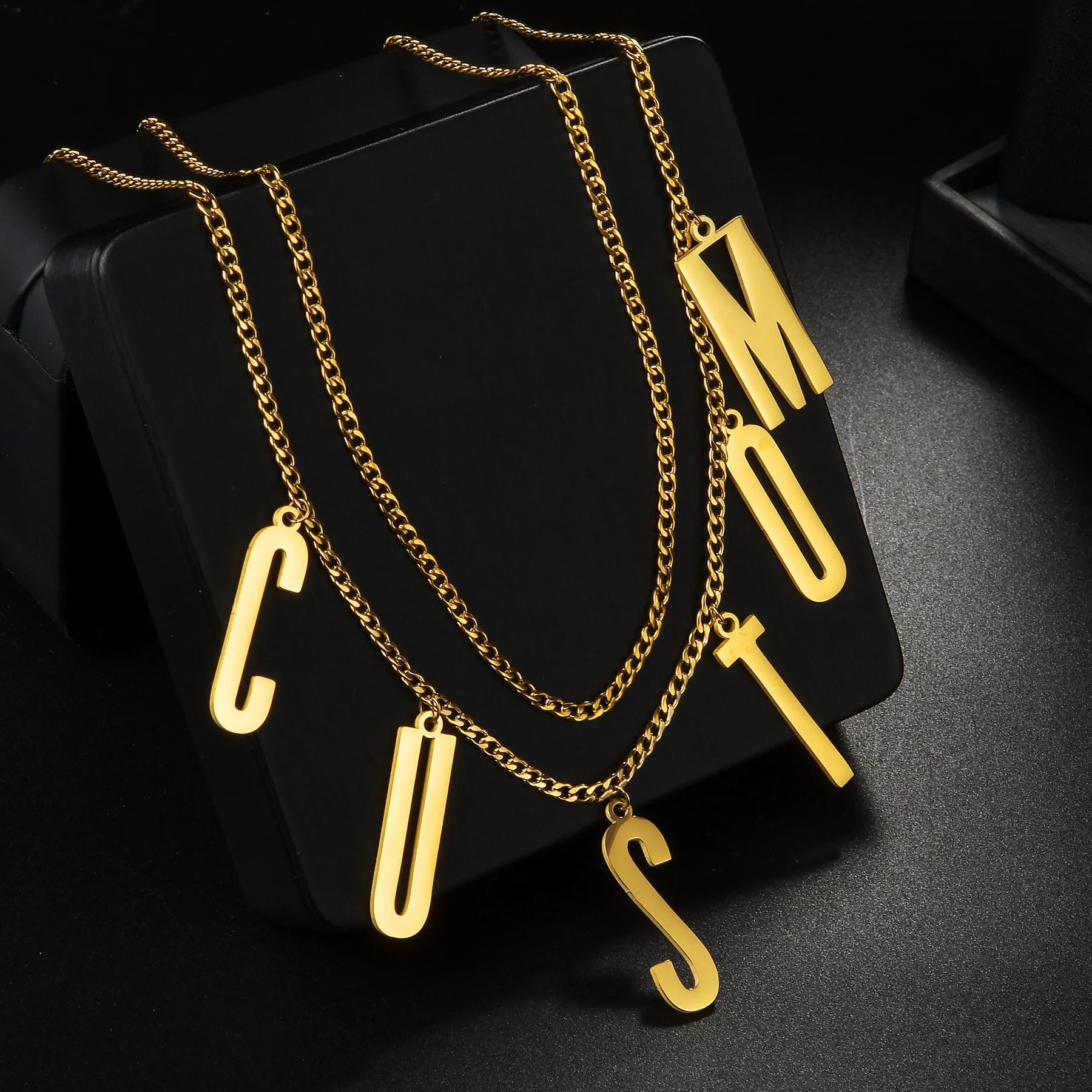 Personalized Custom Name Waist Chain for Women - Stainless Steel, 2-Layer Sexy Body Chain with Big Letter Pendant