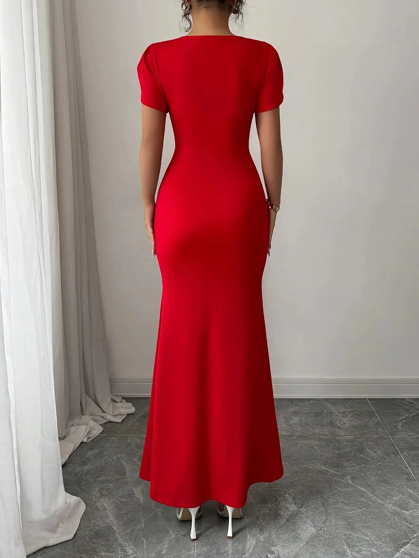 Petal Sleeve Mermaid Maxi Dress