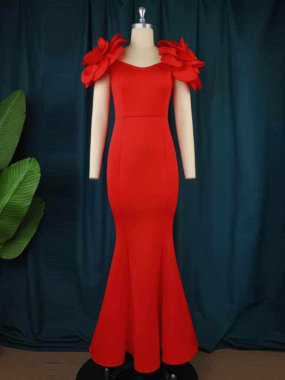 Petal Sleeves High Waist Mermaid Dress