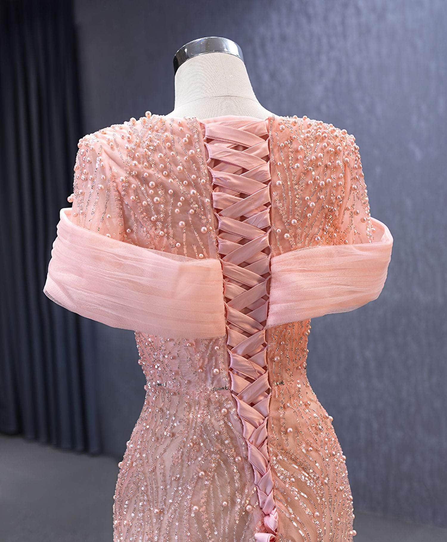 Pink Beaded Detachable Mermaid Prom Dress - AVQ528
