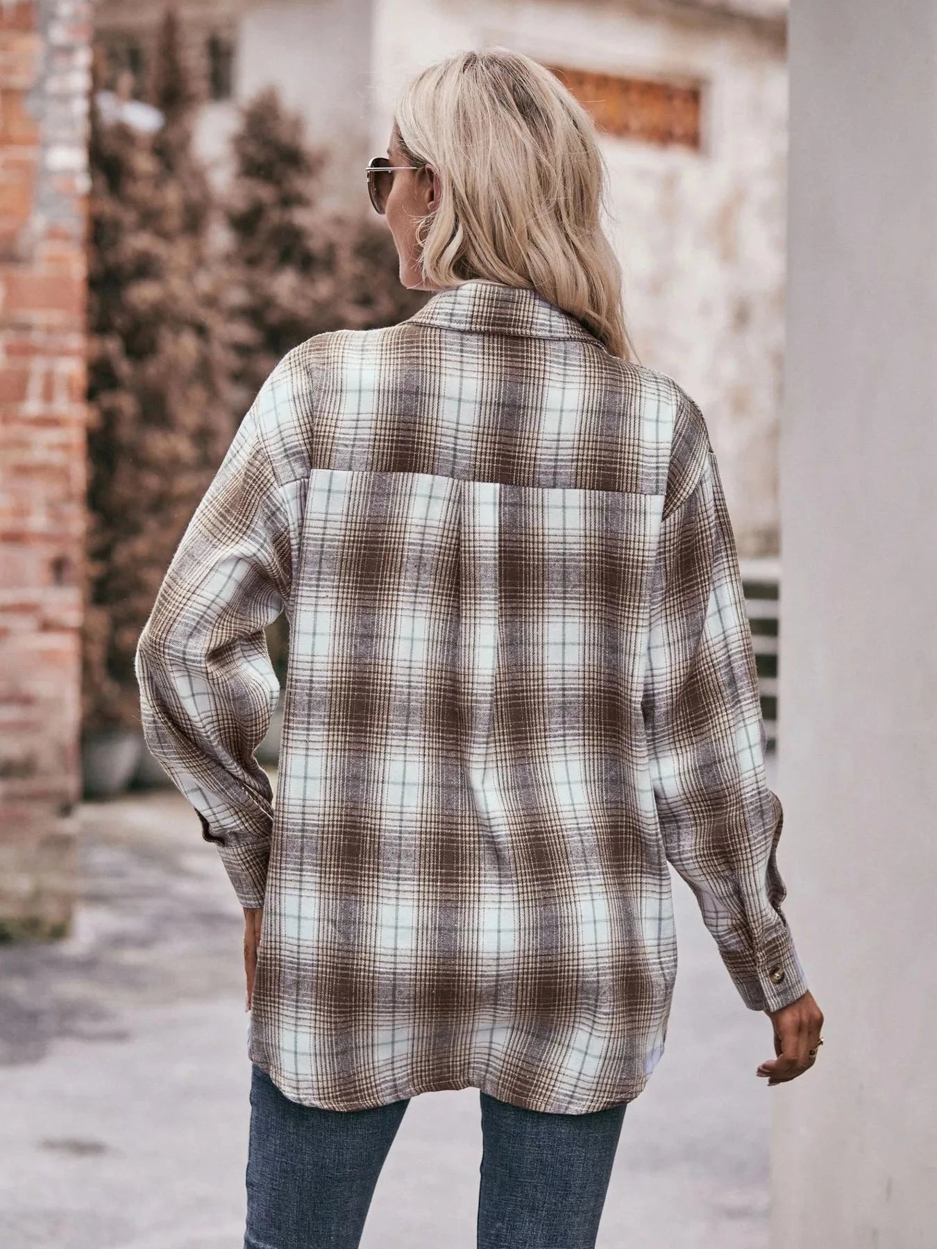 Plaid Button-Down Long Sleeve Shirt