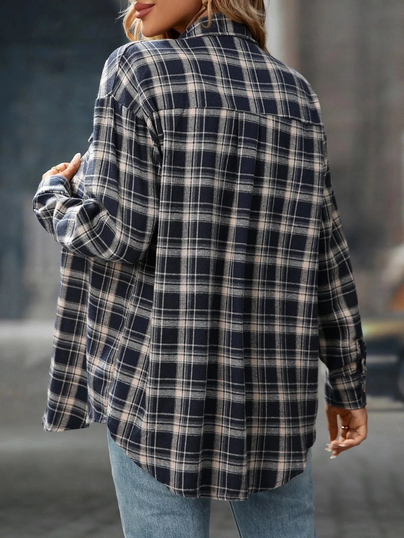 Plaid Button-Down Oversized Shirt