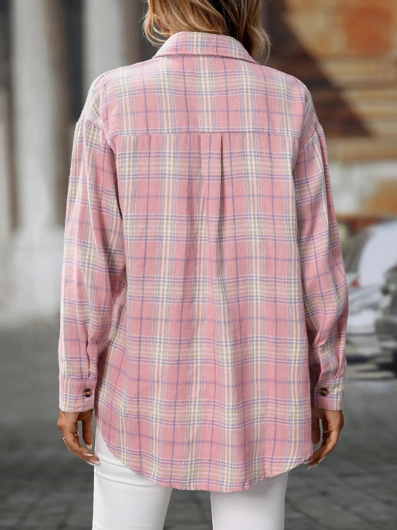 Plaid Button-Down Oversized Shirt