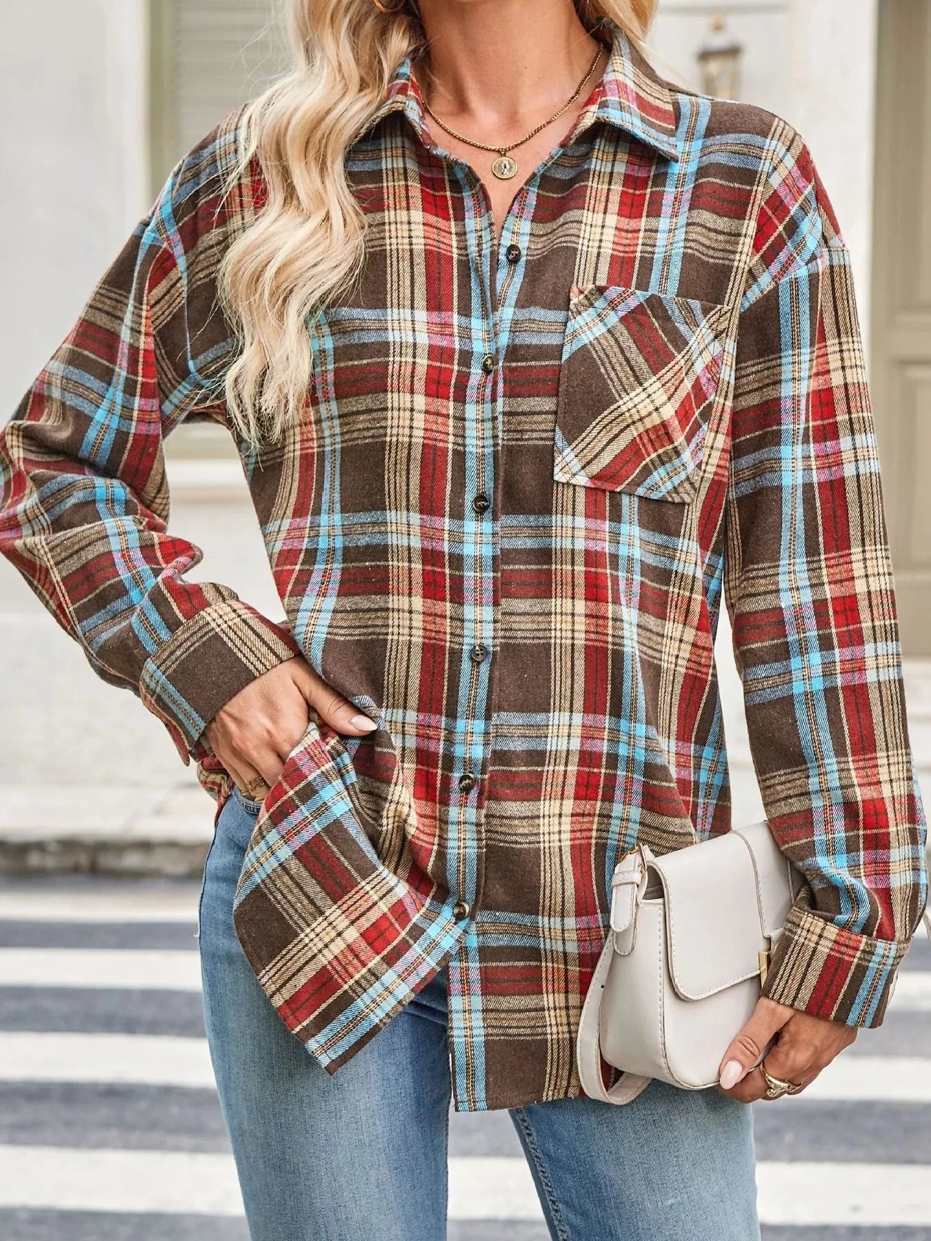 Plaid Button Up Long Sleeve Shirt