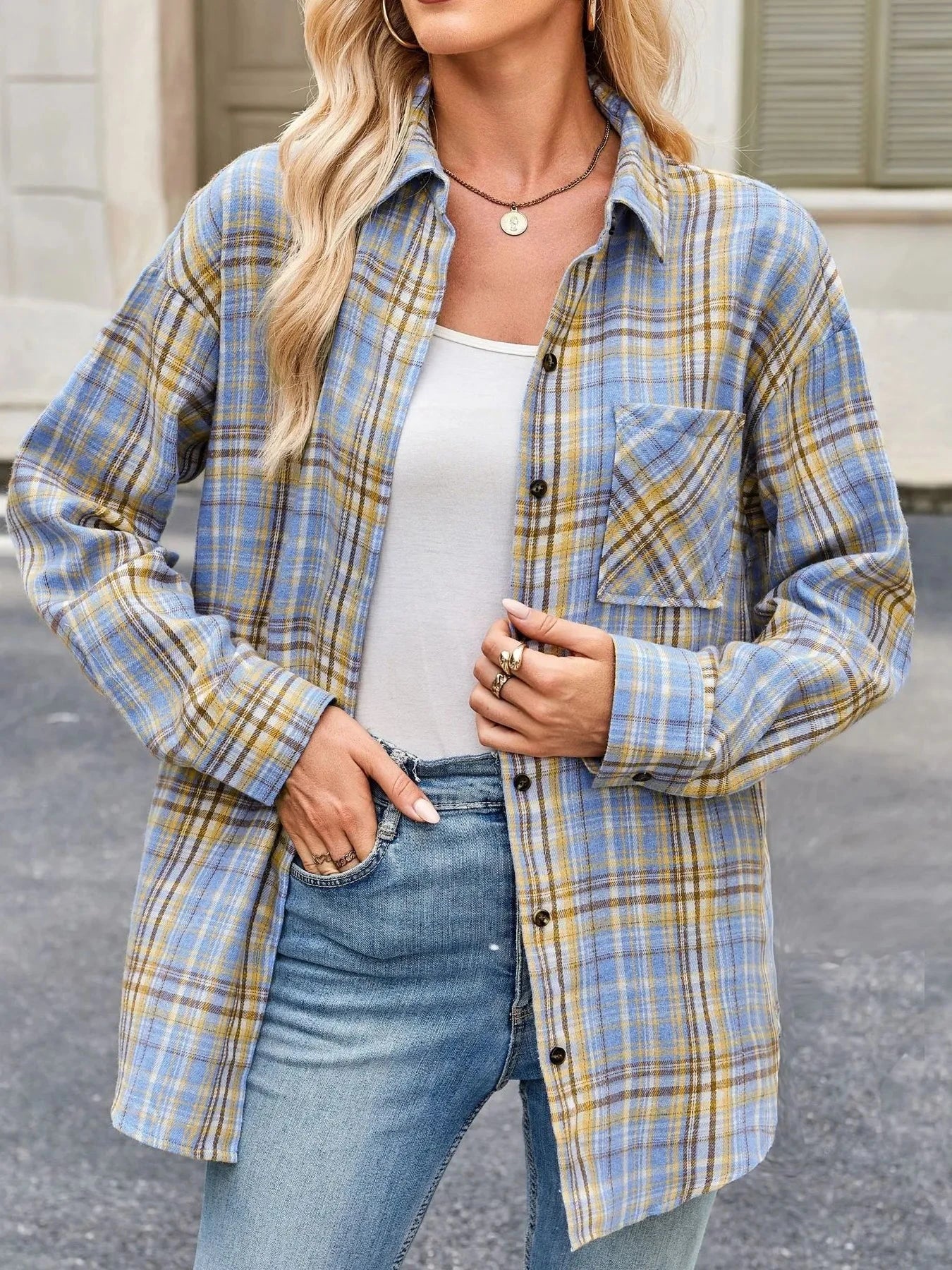 Plaid Button Up Long Sleeve Shirt