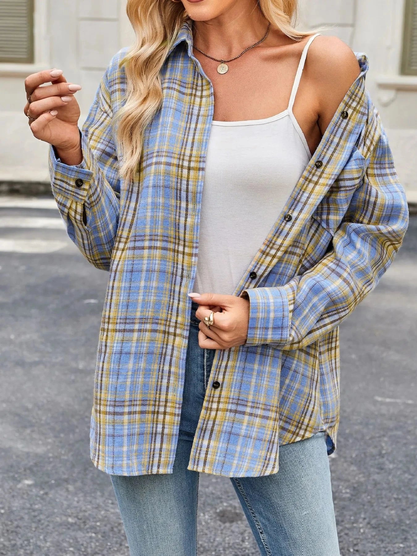 Plaid Button Up Long Sleeve Shirt