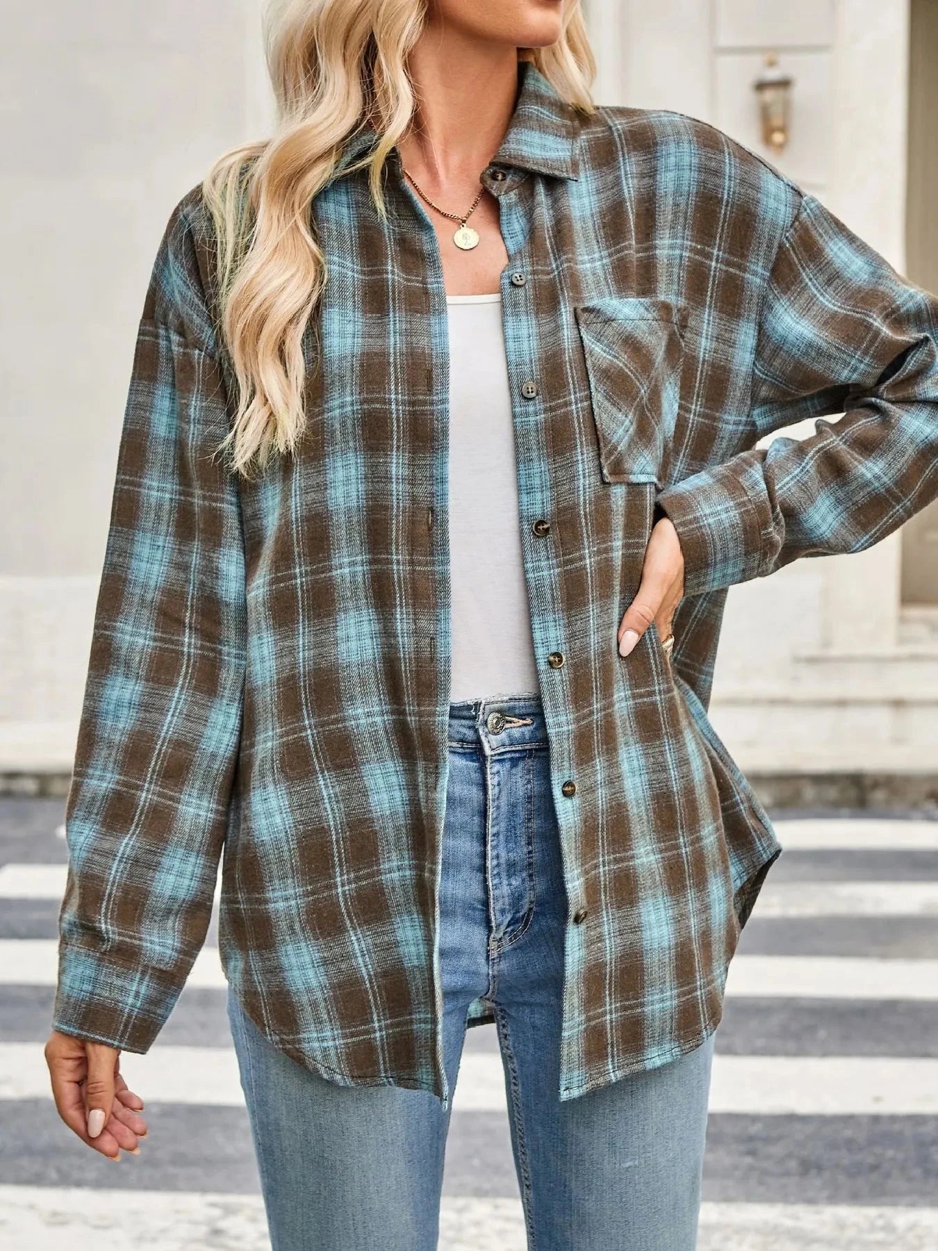 Plaid Button Up Long Sleeve Shirt