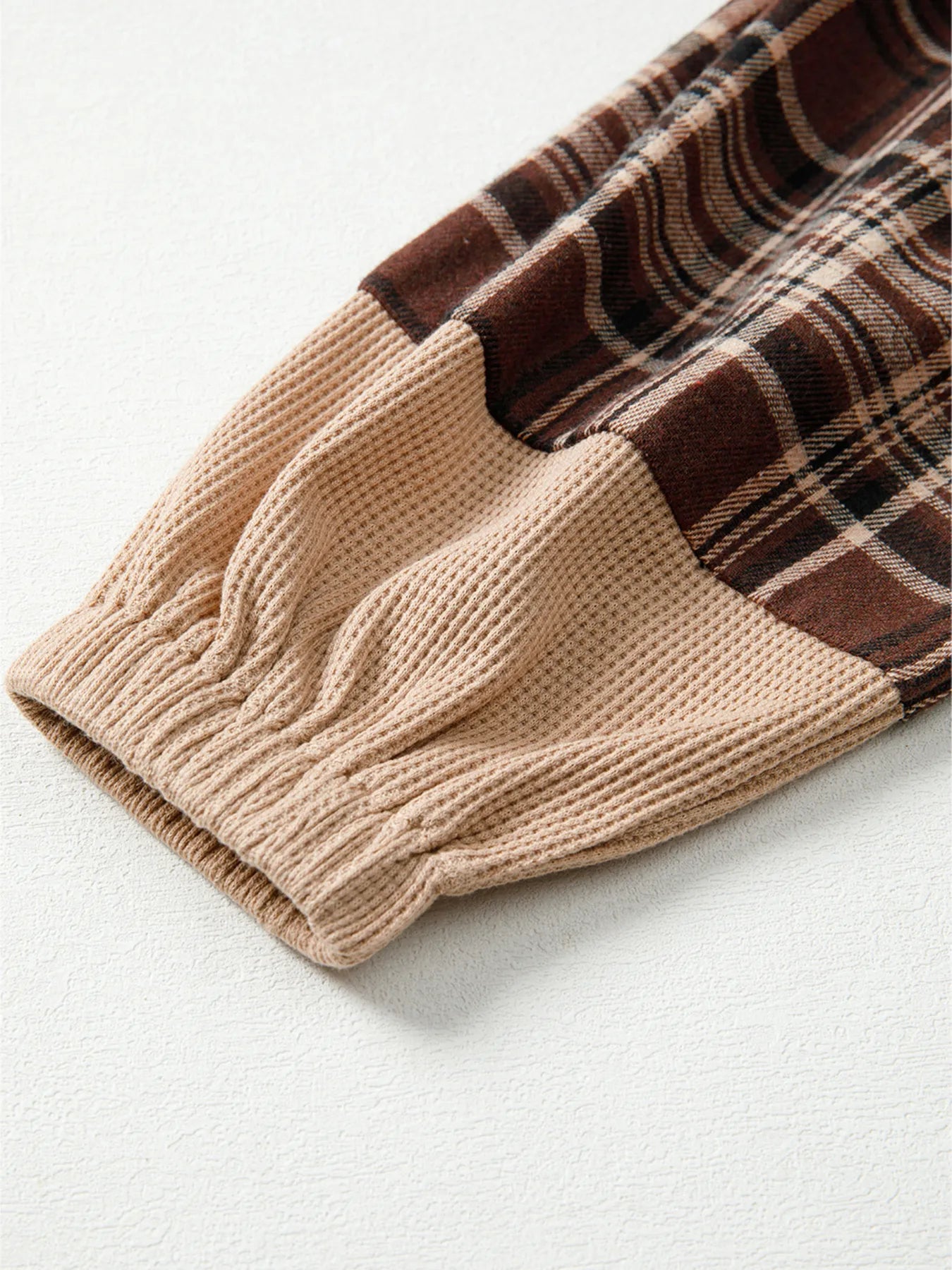 Plaid Patchwork Long Sleeve Hooded Top