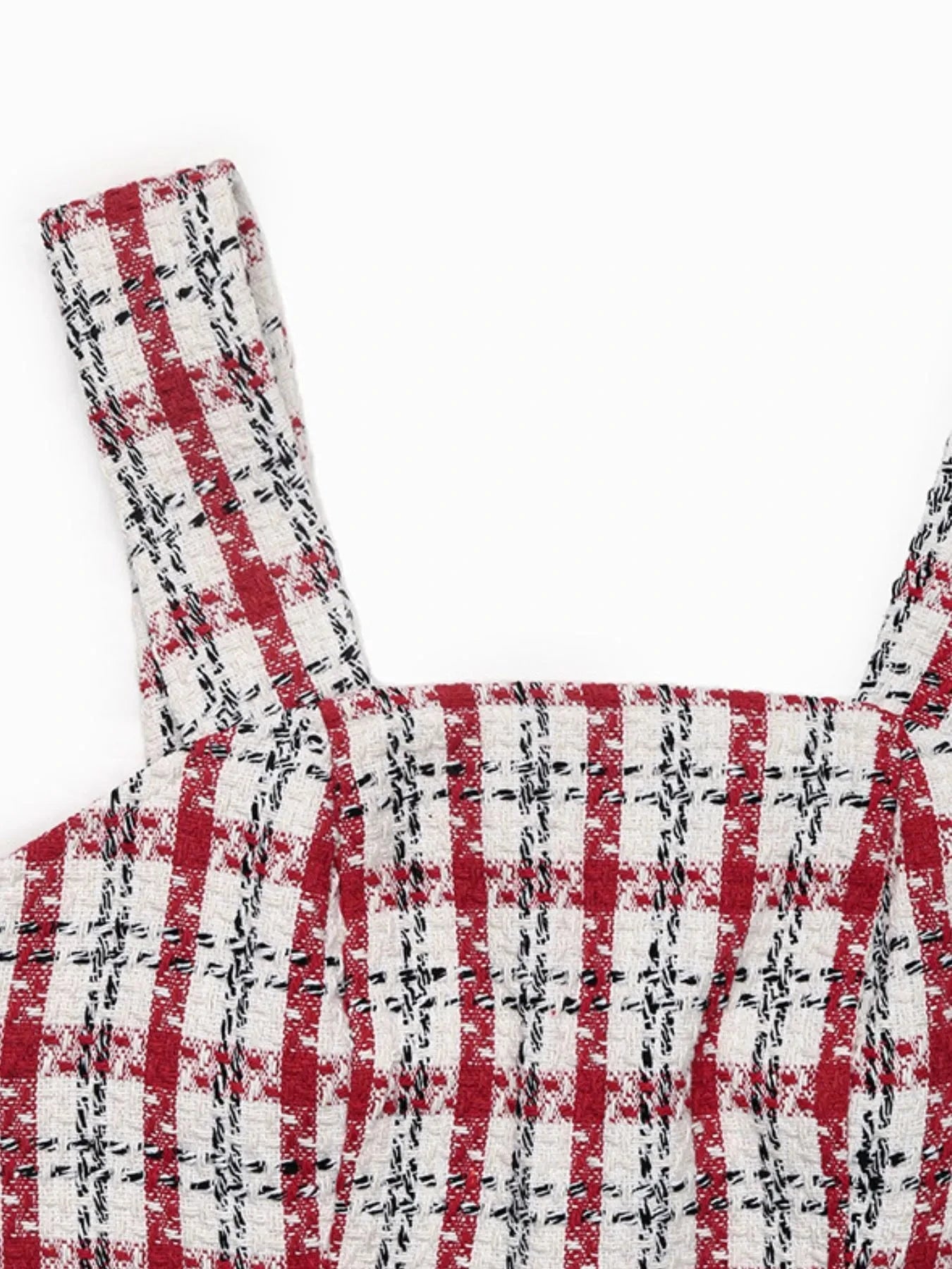 Plaid Tweed Square Neck Mini Dress