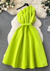 Pleated Asymmetric Flare Scuba Dress