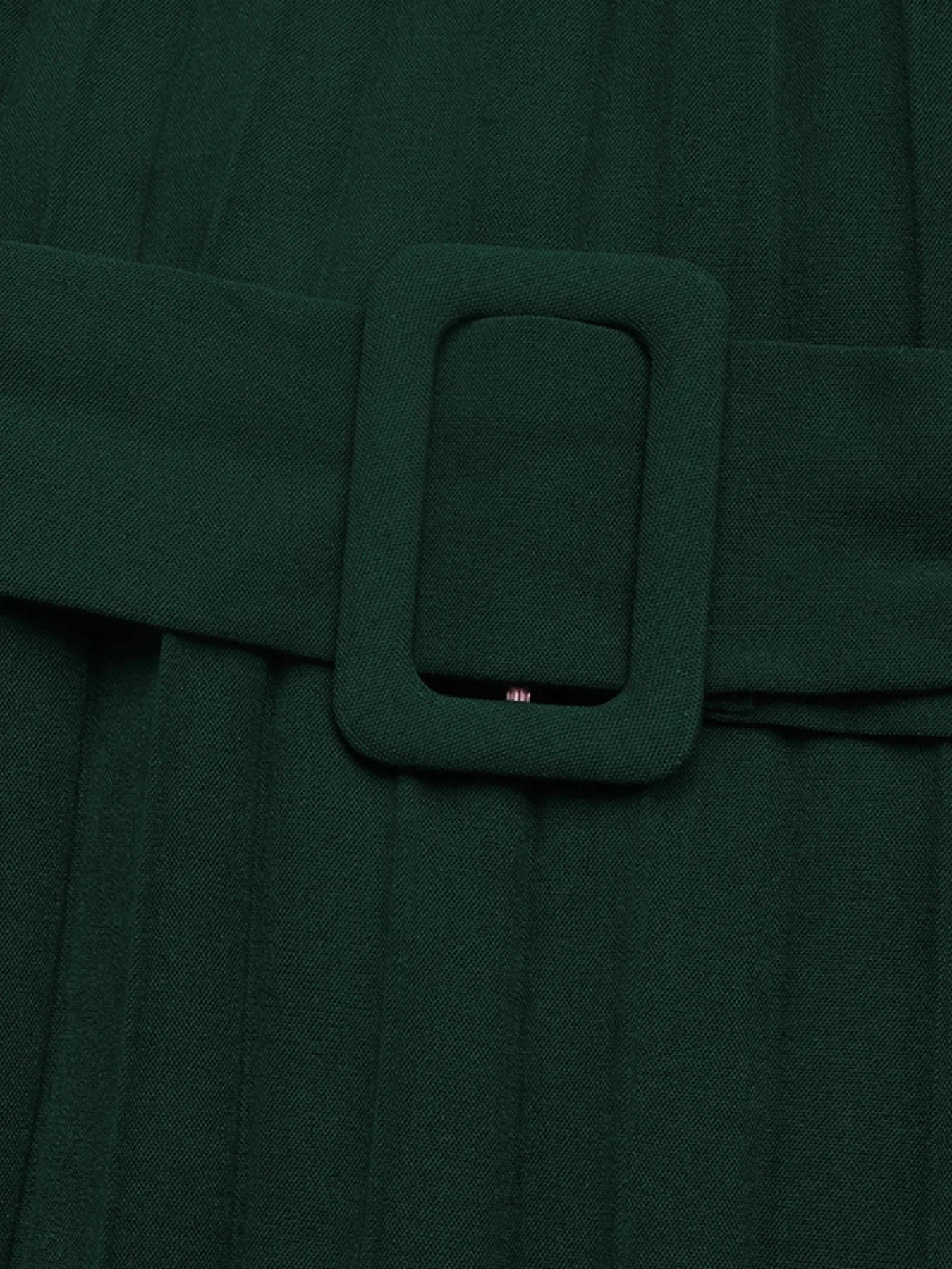 Pleated Round Neck Long Sleeve Dress