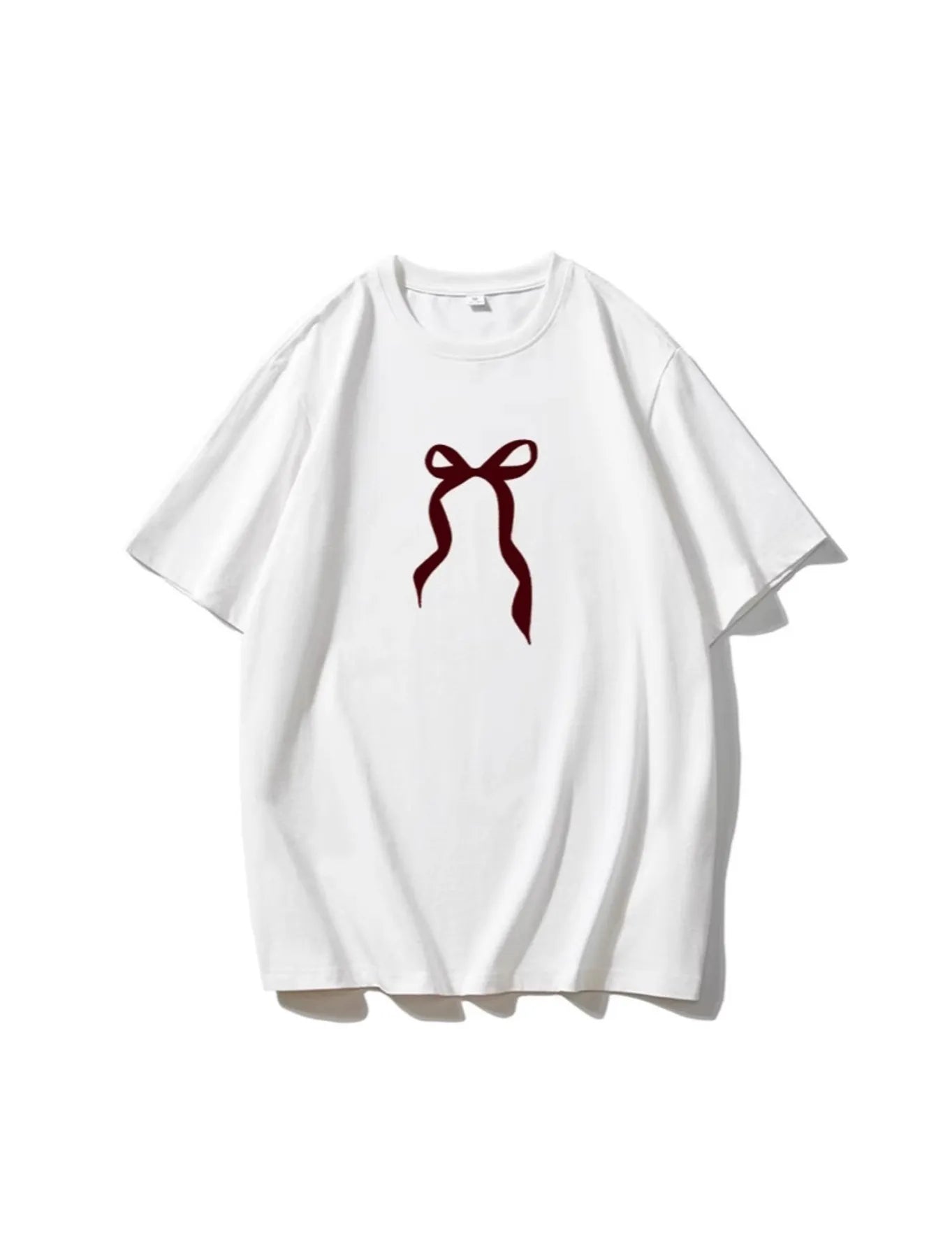 Plus Size Bow Round Neck Short Sleeve T-Shirt