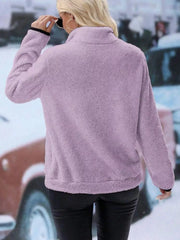 Plus Size Cozy Fleece Quarter Zip Sweatshirt with Pockets