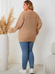 Plus Size Drop Shoulder Rib Knitted Sweater Top