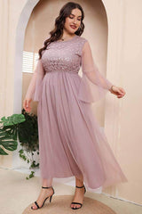 Plus Size Floral Lace Embroidered Double Mesh Dress