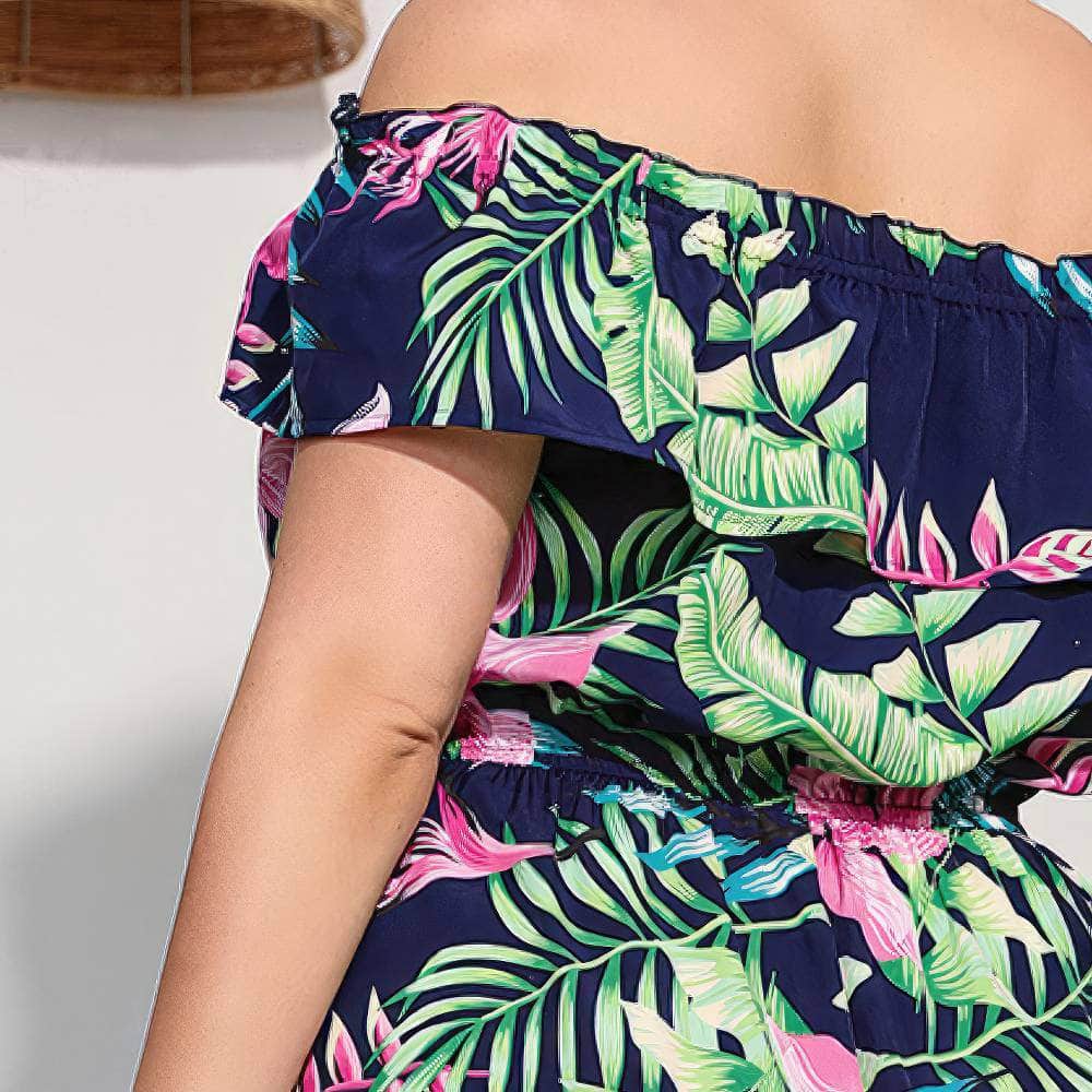 Plus Size Off-Shoulder Floral Print Maxi Dress