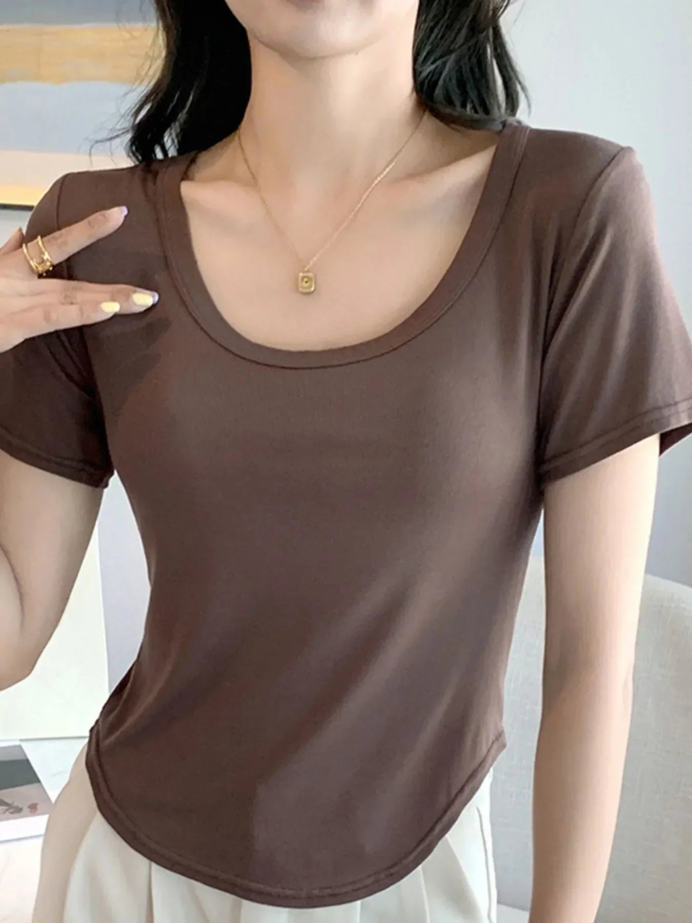 Plus Size Round Neck Short Sleeve T-Shirt