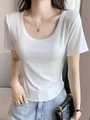 Plus Size Round Neck Short Sleeve T-Shirt