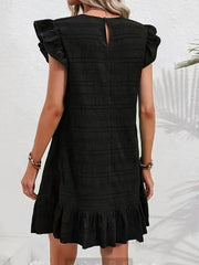 Plus Size Ruffle Hen Cap Sleeve Mini Dress