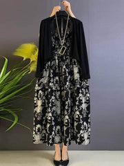 Plus Size Two Piece Spaghetti Strap Floral Print Maxi Dress