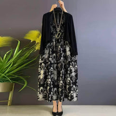 Plus Size Two Piece Spaghetti Strap Floral Print Maxi Dress
