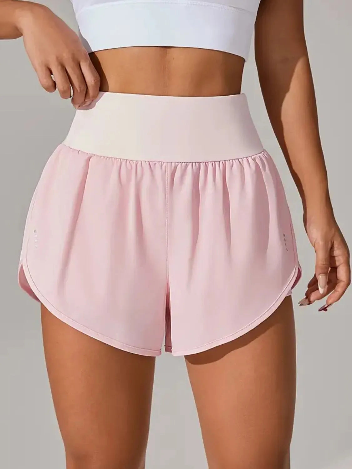 Pocketed High Waist Active Shorts Blush Pink / XS