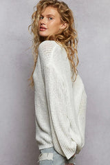 POL Oversized V-Neck Knit Top