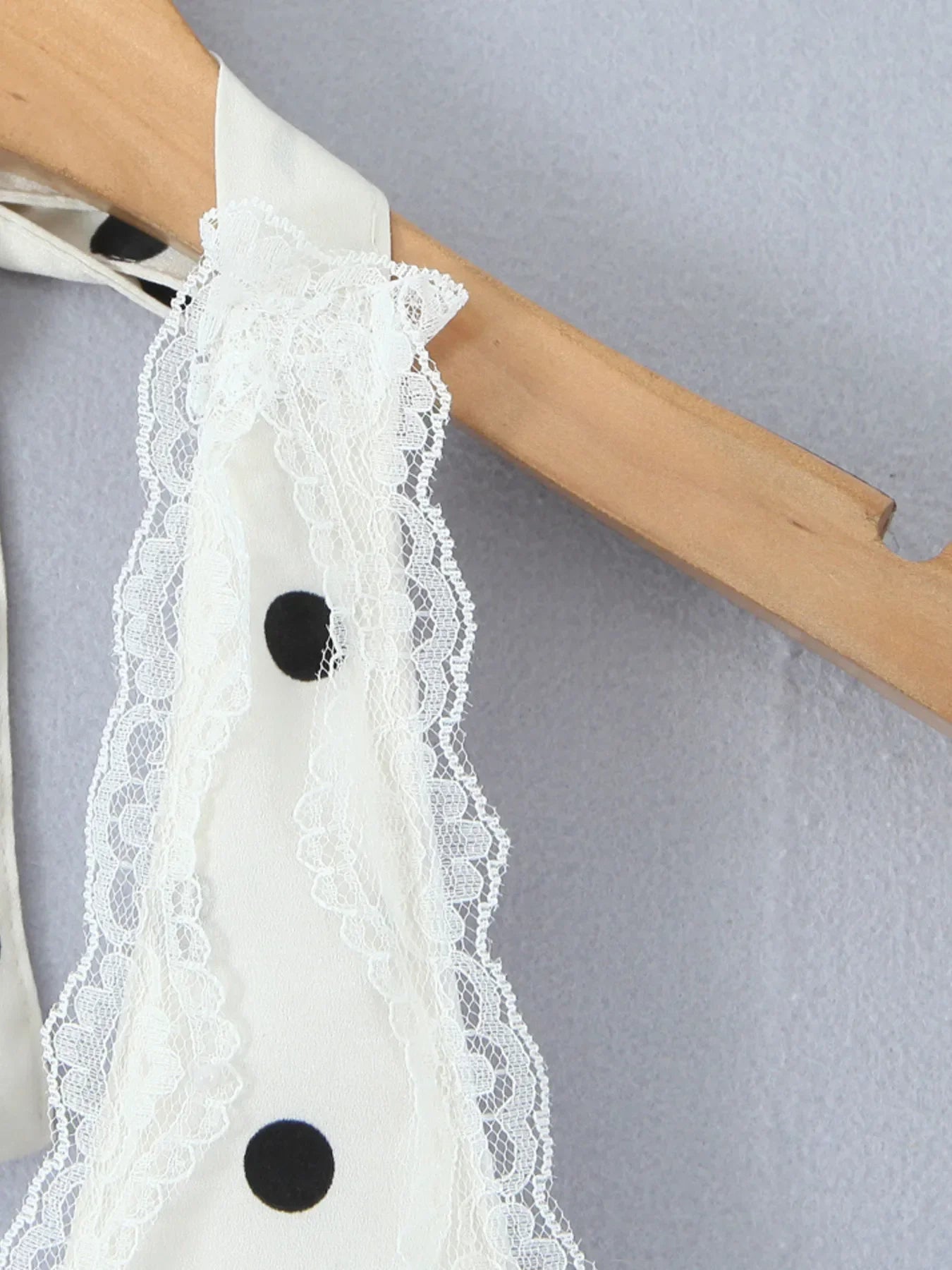 Polka Dot Halter Mini Dress with Lace Trim