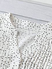 Polka Dot Notched Ruffled Cap Sleeve Blouse