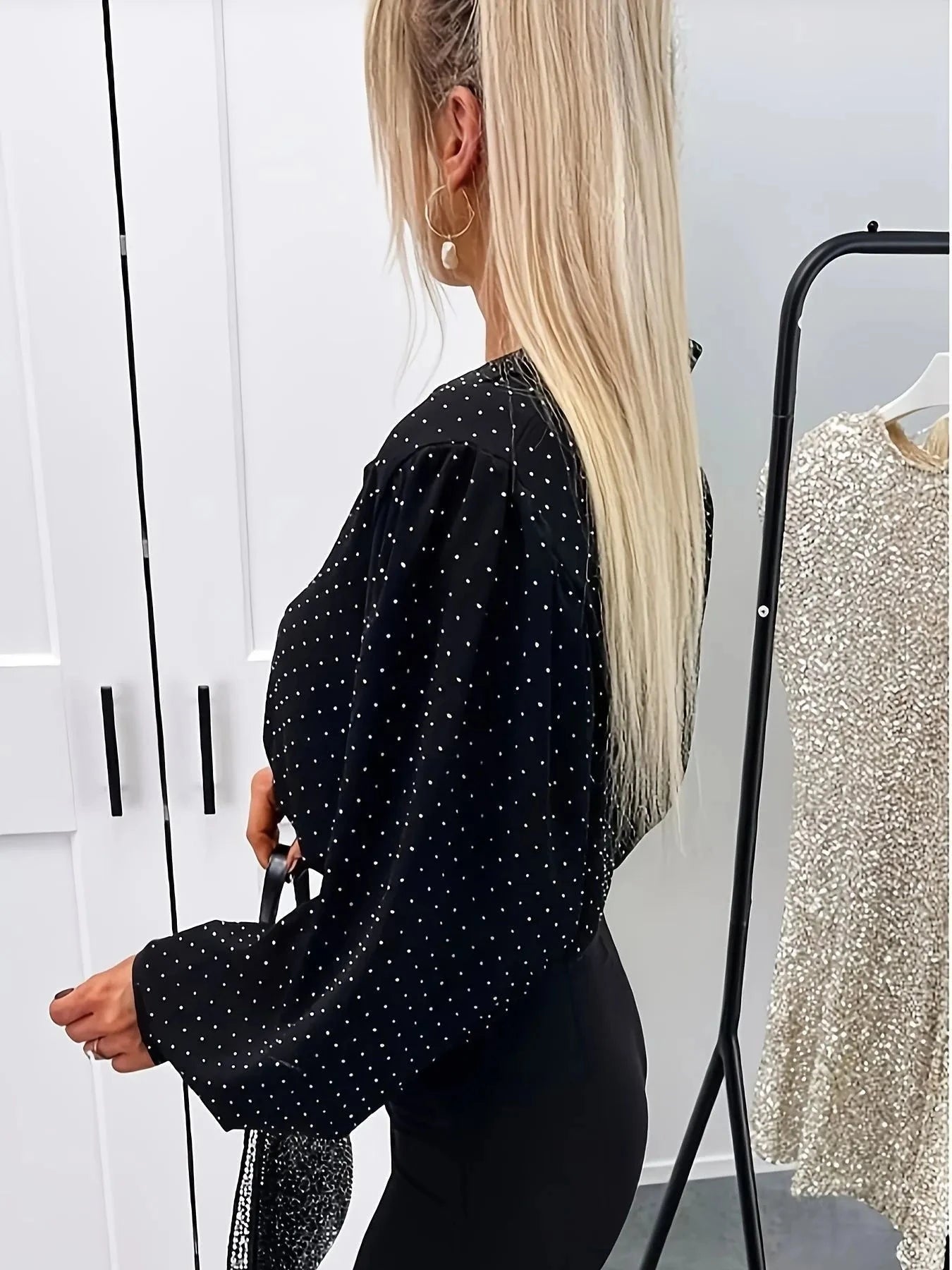 Polka Dot Oversized Button-Up Shirt