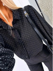 Polka Dot Oversized Button-Up Shirt