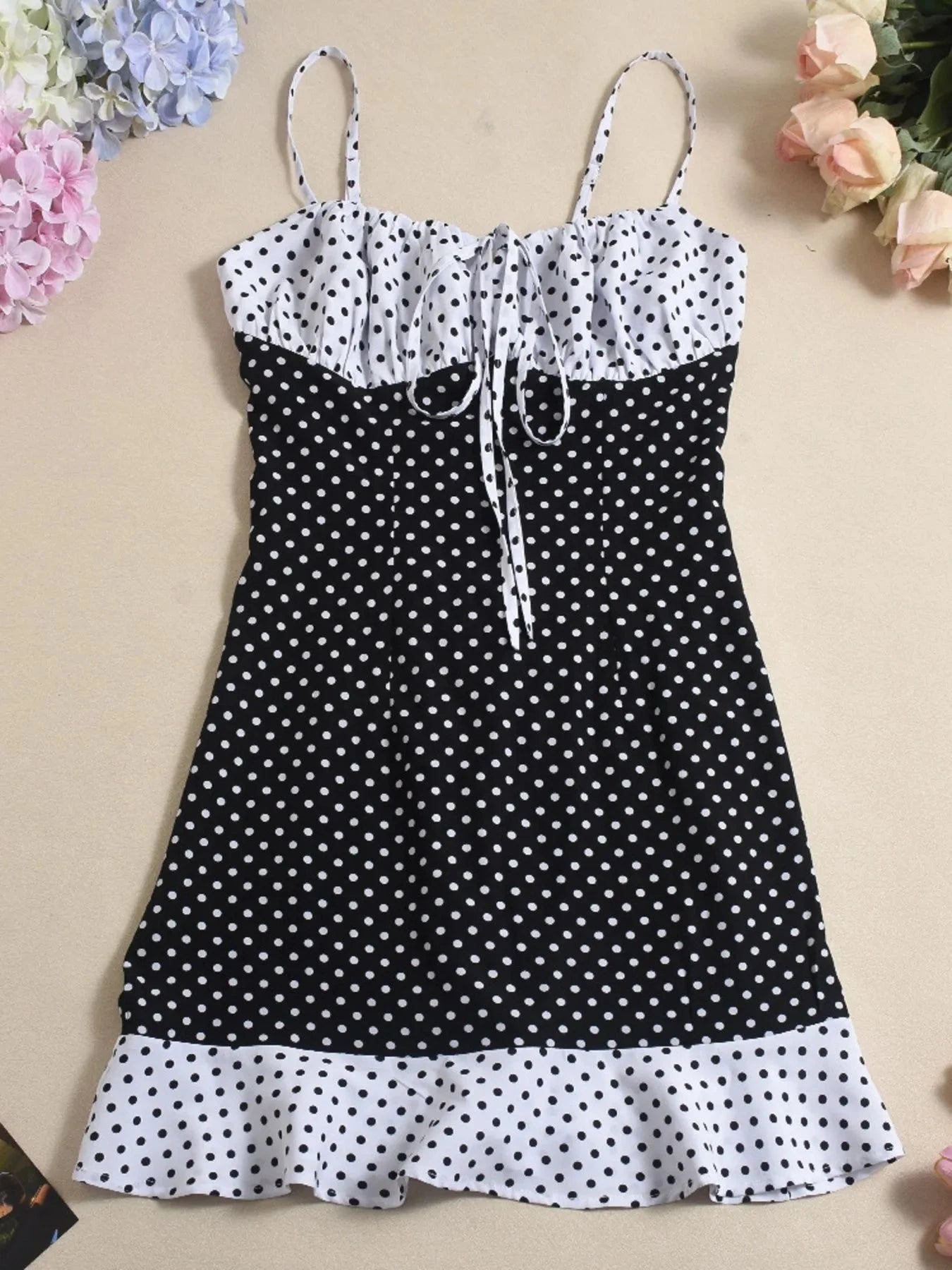 Polka Dot Ruffled Hem Dress