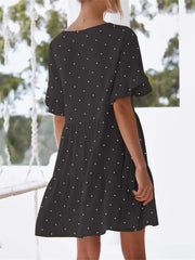 Polka Dot V-Neck Short Sleeve Mini Dress