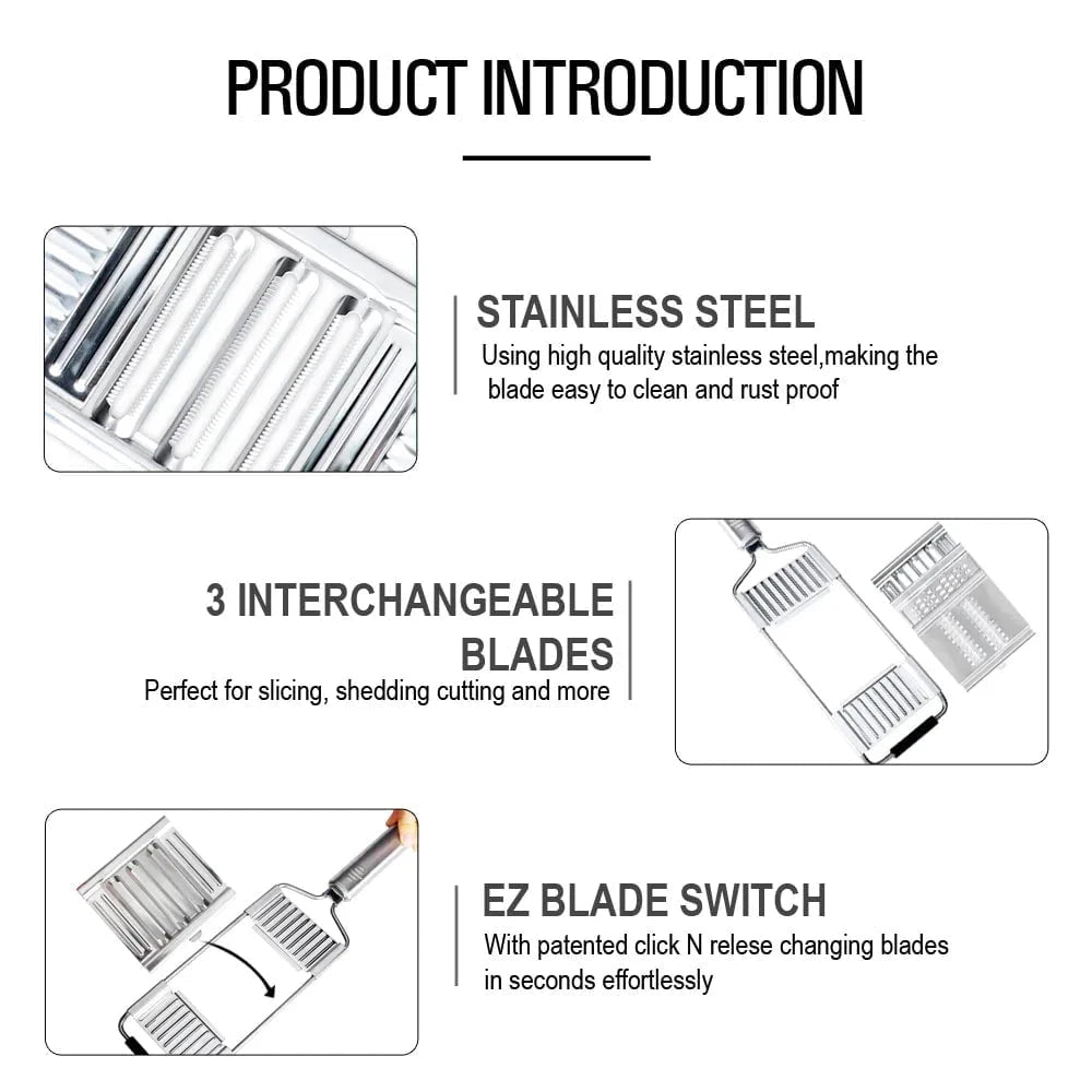 Portable Stainless Steel Manual Vegetable Slicer: Shredder Cutter with Handle