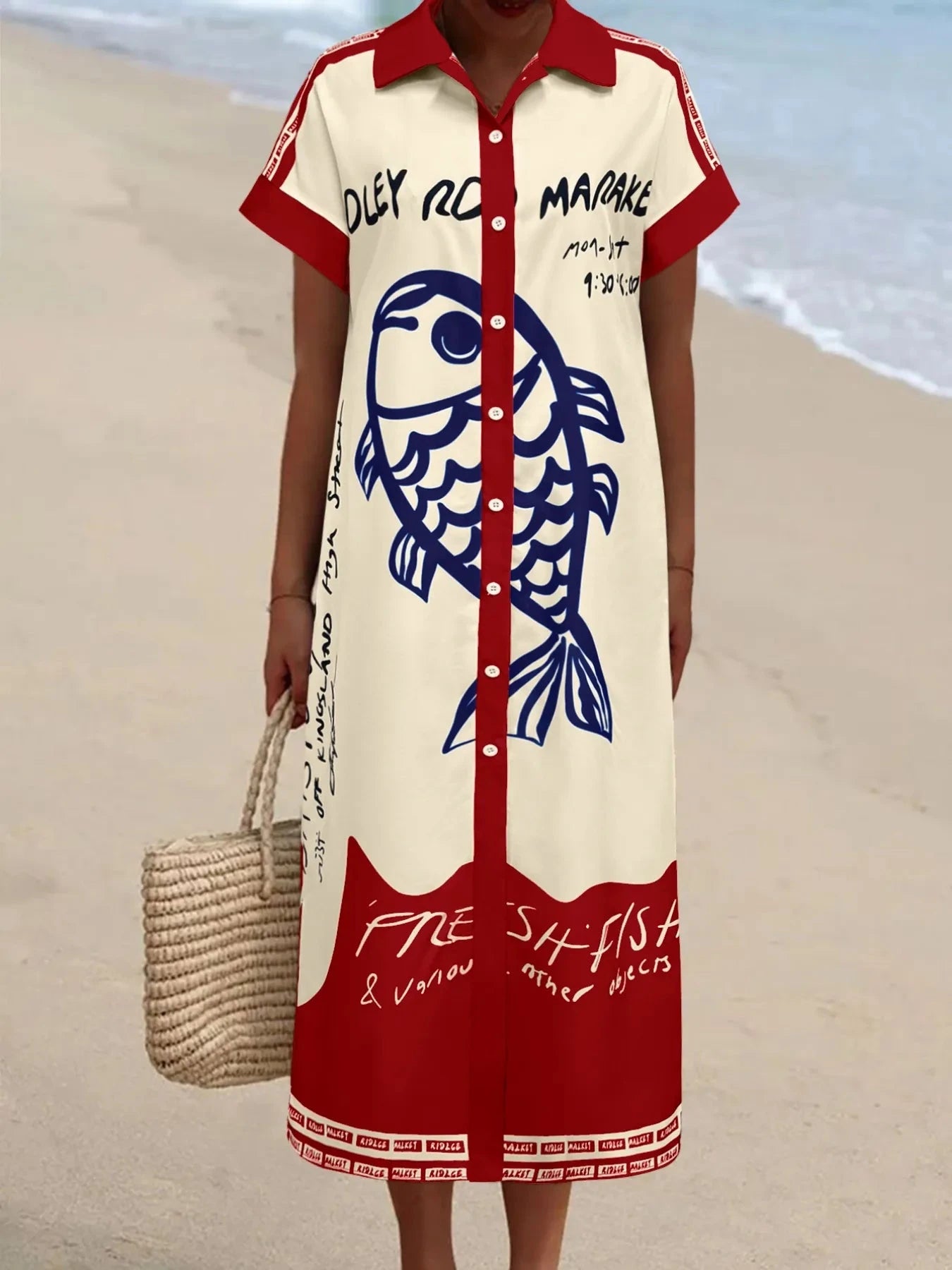 Printed Button Down Shirt Dress