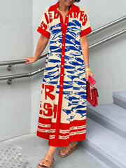 Printed Button Down Shirt Dress