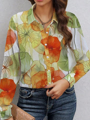 Printed Button Up Long Sleeve Shirt