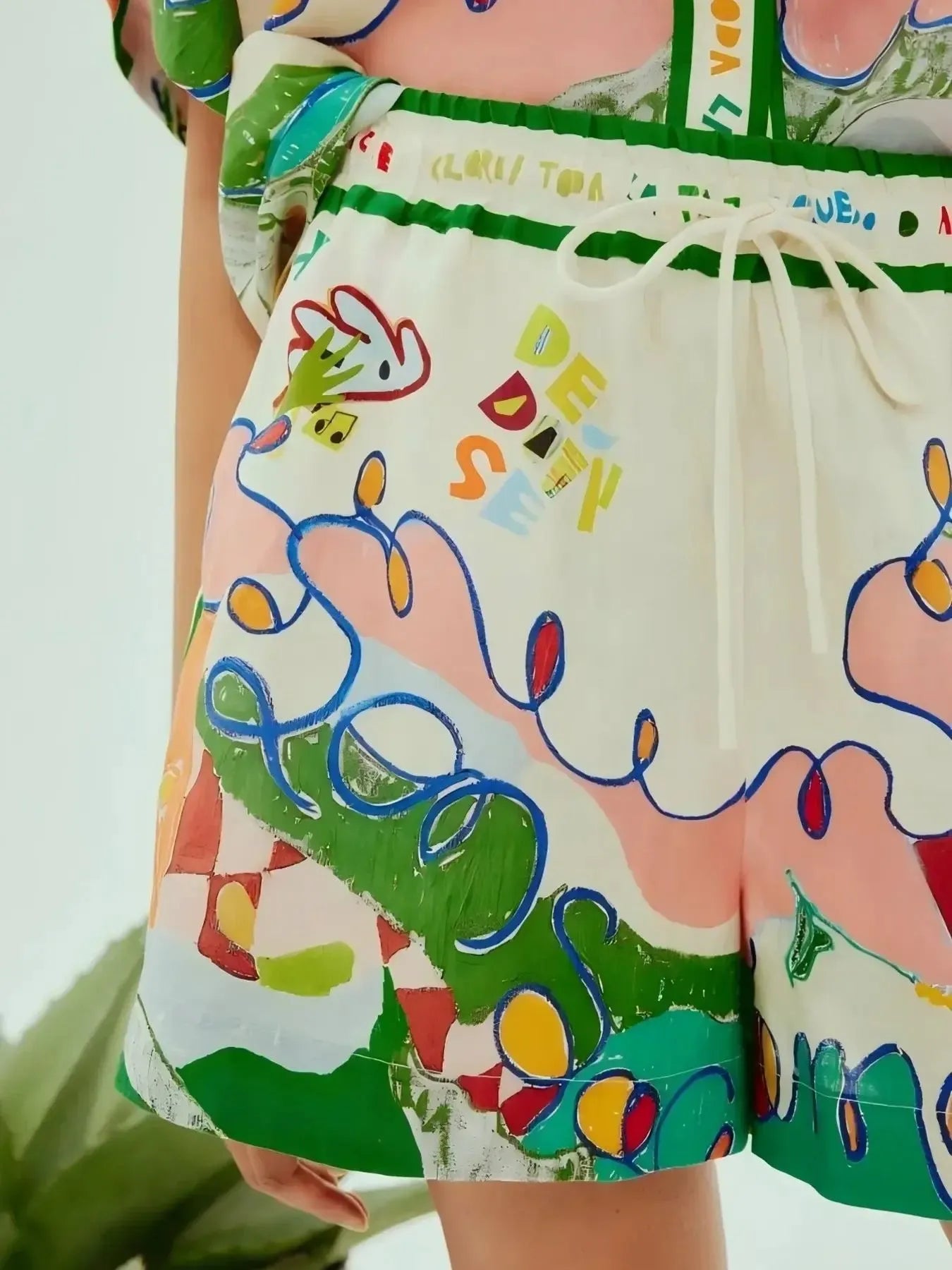 Printed Button Up Shirt and Shorts Set