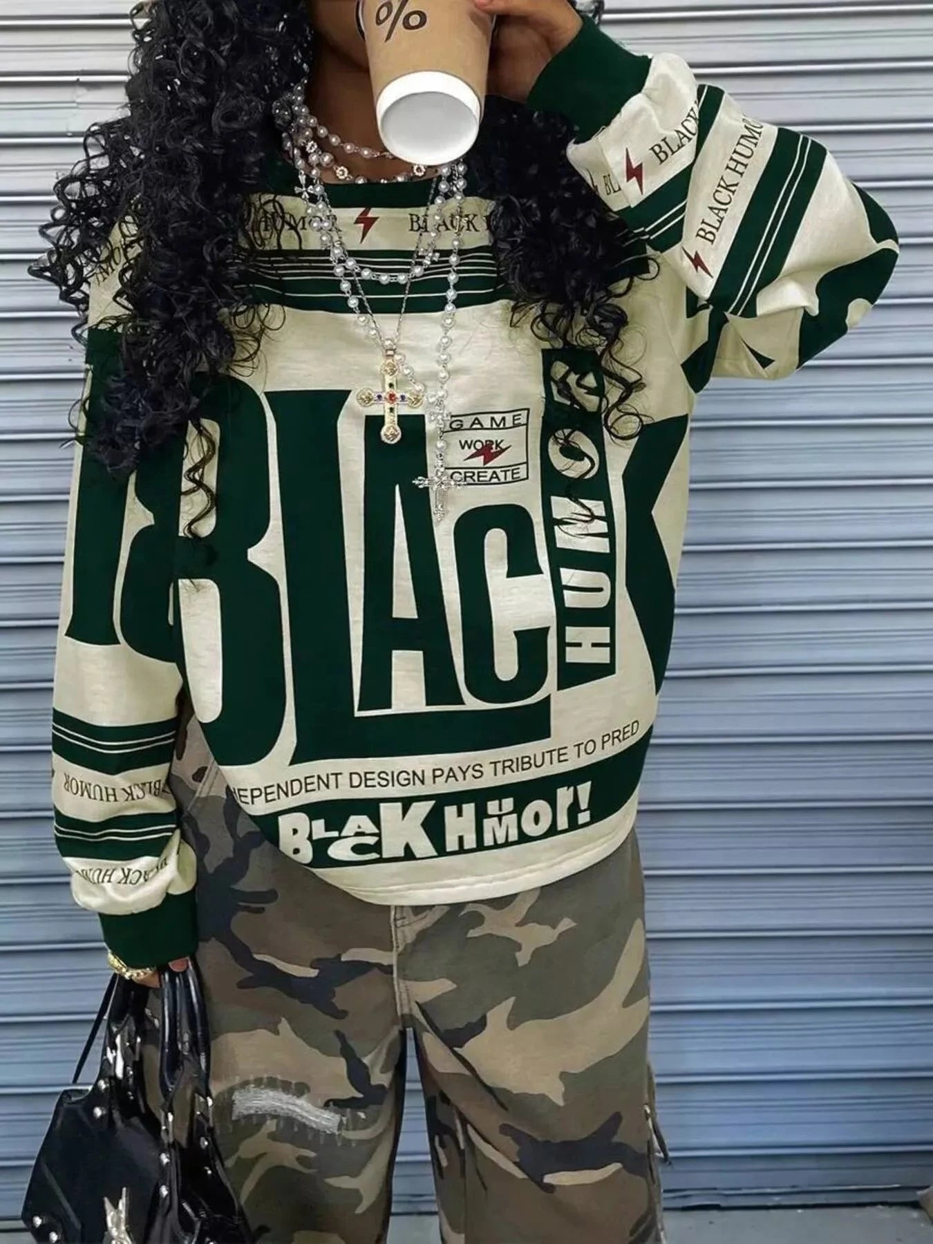 Printed Drop Shoulder Long Sleeve T-Shirt