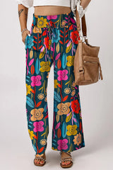 Printed High Waist Wide Leg Pants Multicolor / S