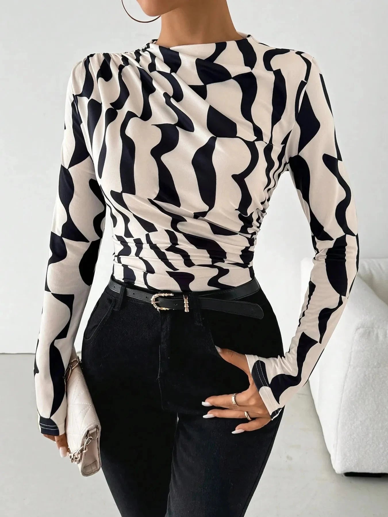Printed Long Sleeve Blouse