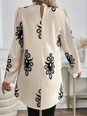 Printed Long Sleeve Oversize Blouse