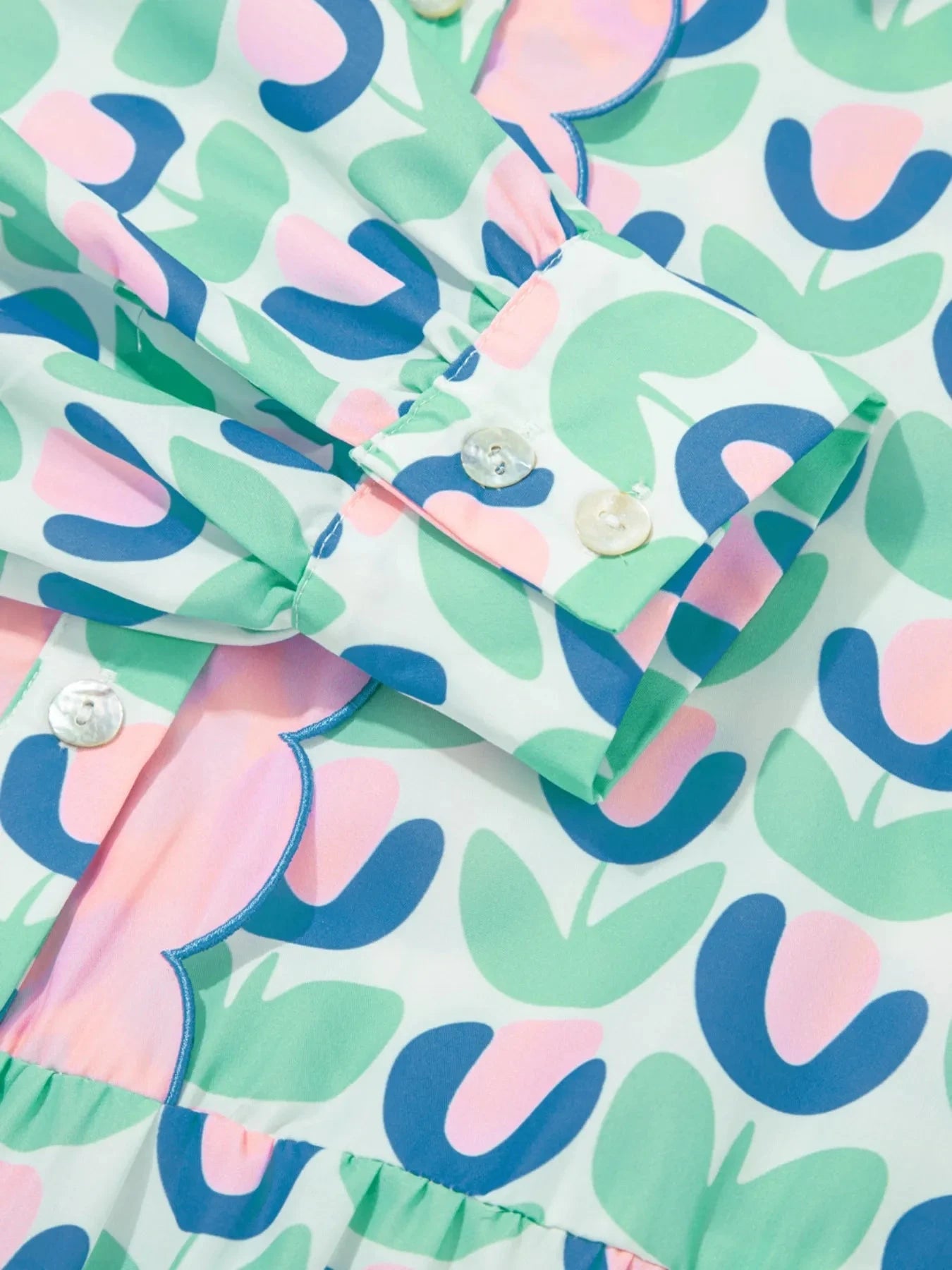 Printed Long Sleeve Shirt Dress