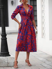 Printed Long Sleeve Shirt Dress