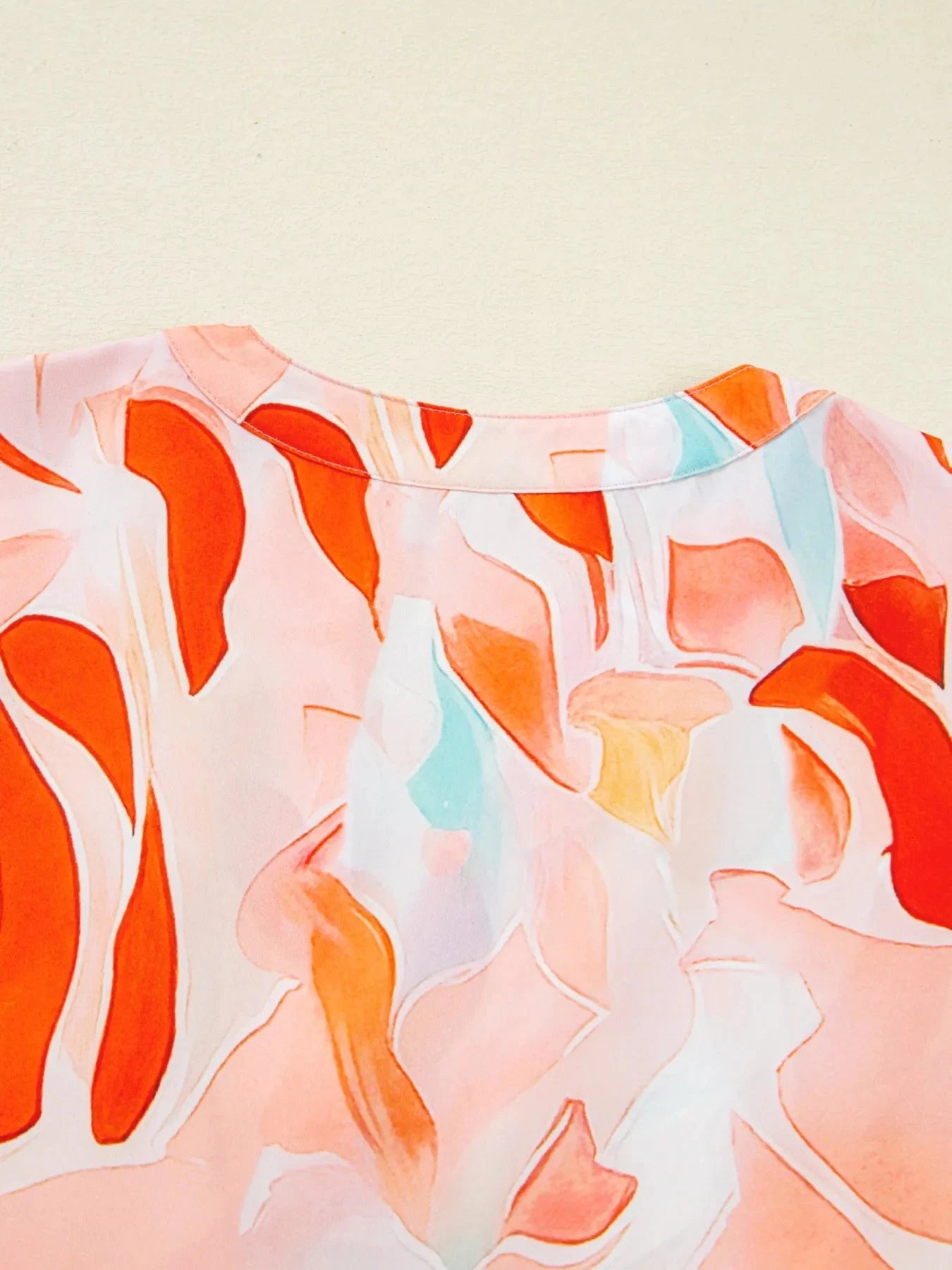 Printed Notched Long Sleeve Dress