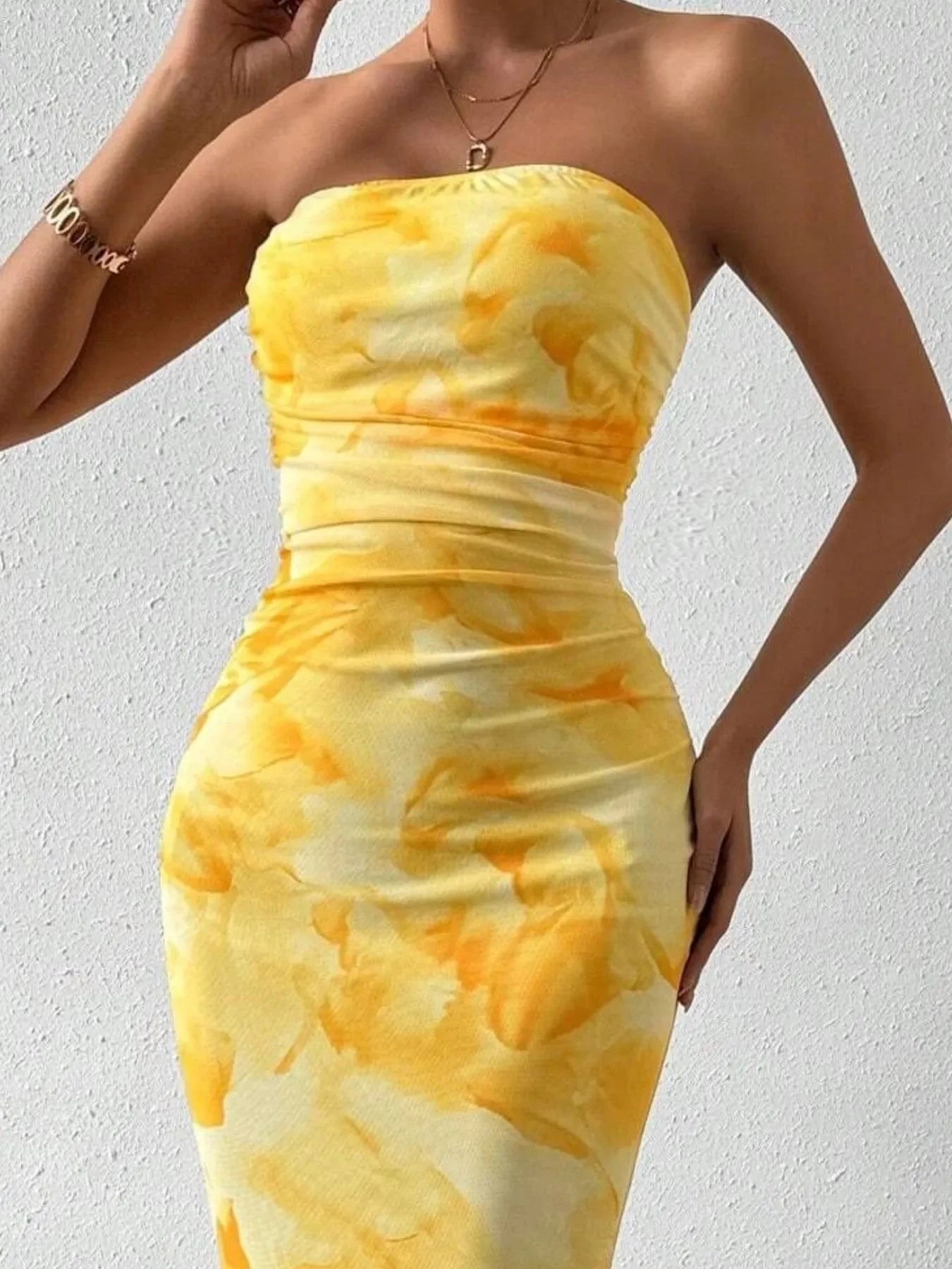 Printed Side Slit Tube Dress