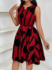 Printed Sleeveless A-Line Dress