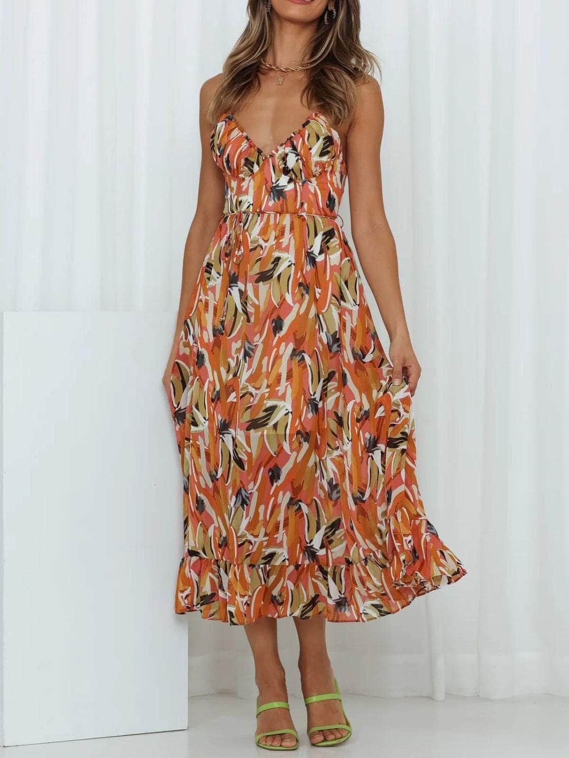 Printed Sleeveless Midi Cami dress Light Mauve / S