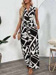 Printed Sleeveless Wide Leg Jumpsuit